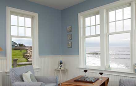 Light blue and white living room